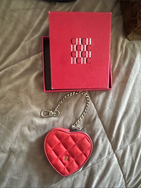 Carolina Herrera Accessories - Carolina Herrera Quilted Red Heart Coin Pouch Keychain